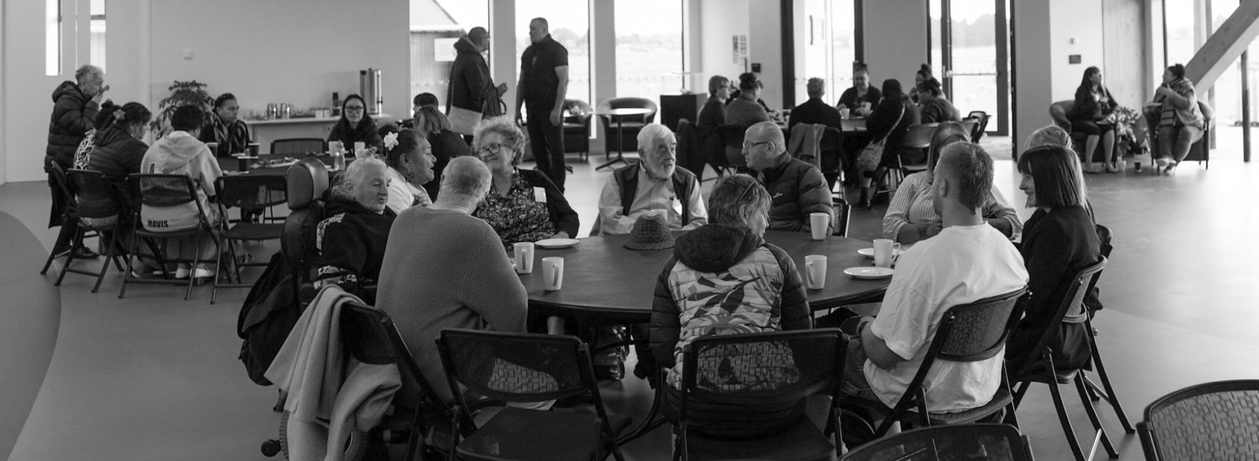 group photos of room in conversation